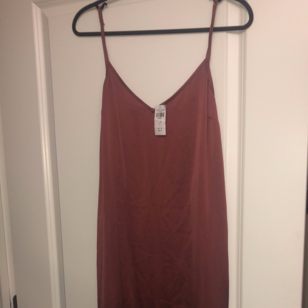 A&F Satin High-Slit Midi Dress